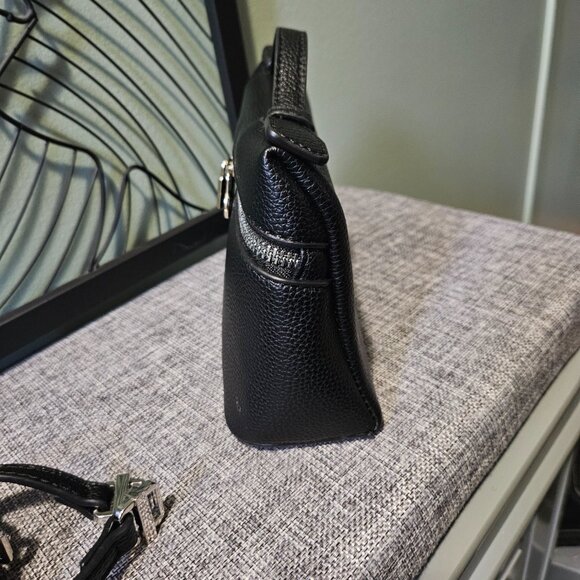 Fashion Small Side Bag Crossbody Bag Black Vegan Leather Silver Hardware - NWT - Picture 3 of 16